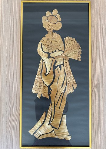 El yapımı çavdar sapı ile yapılmış tablo