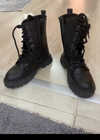 Kürklü Siyah Leopar Desenli Goth Kız Botu - Görsel 2