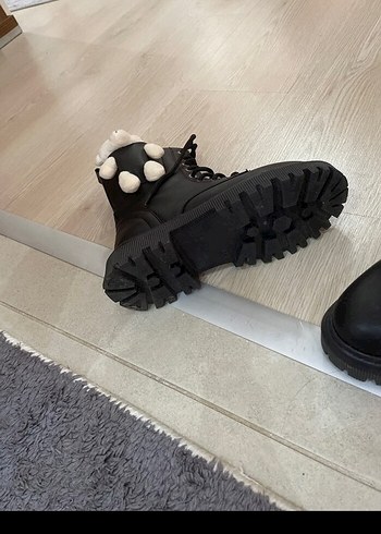 Kürklü Siyah Leopar Desenli Goth Kız Botu - Görsel 3