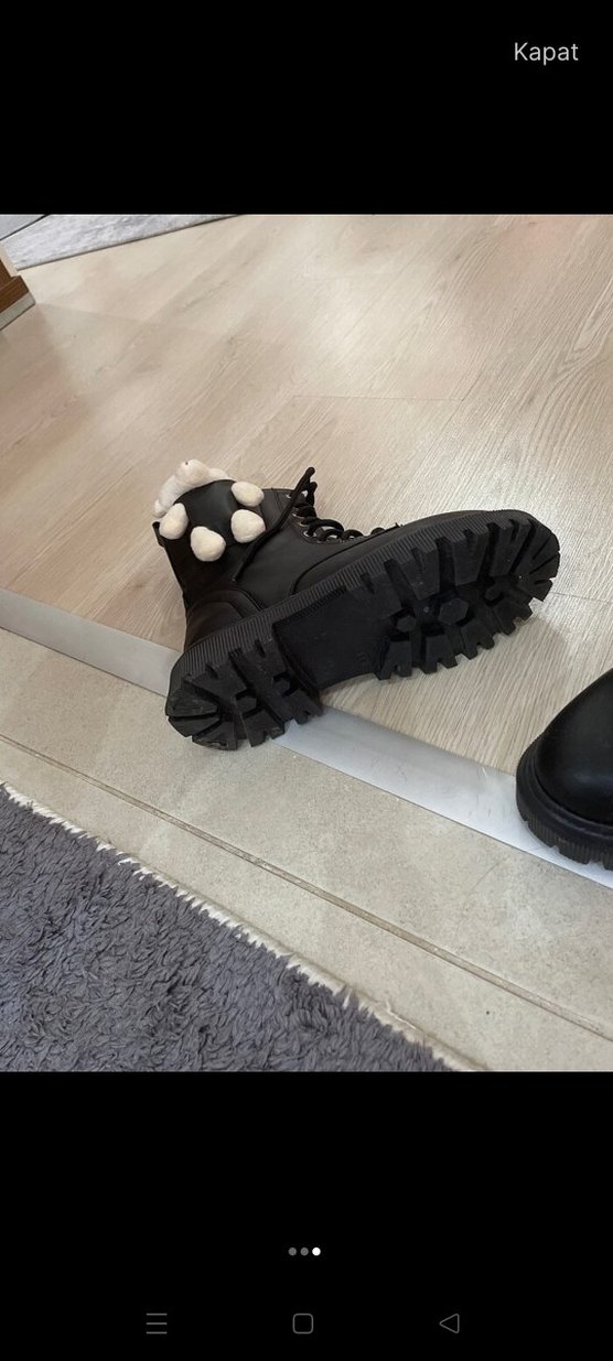 Kürklü Siyah Leopar Desenli Goth Kız Botu - Görsel 3