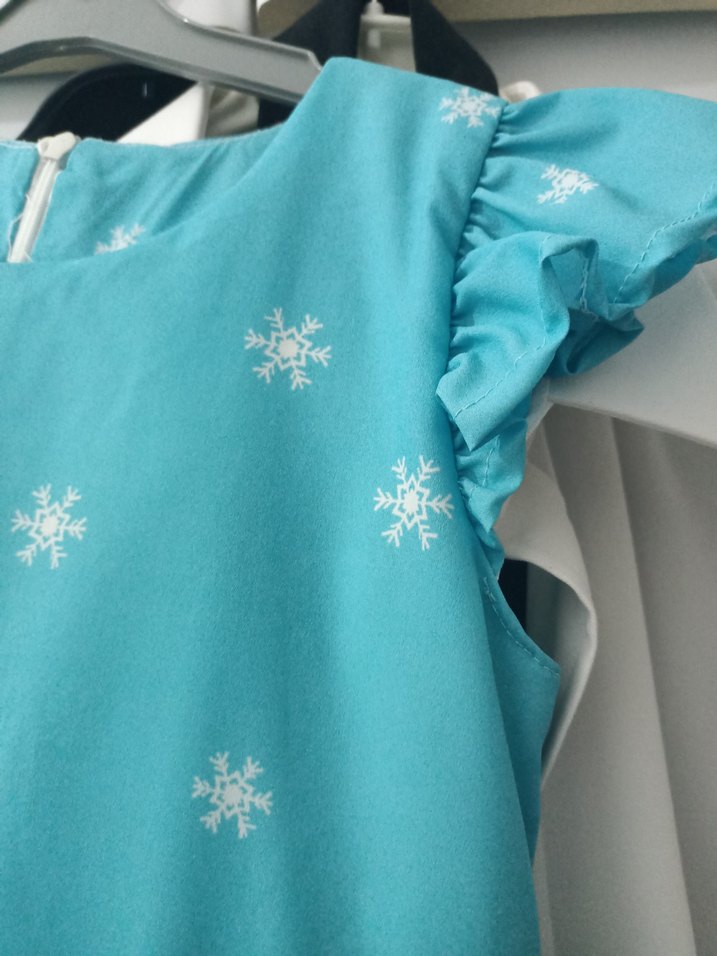 Kız Çocuk Baskılı Mavi Elbise - Görsel 5