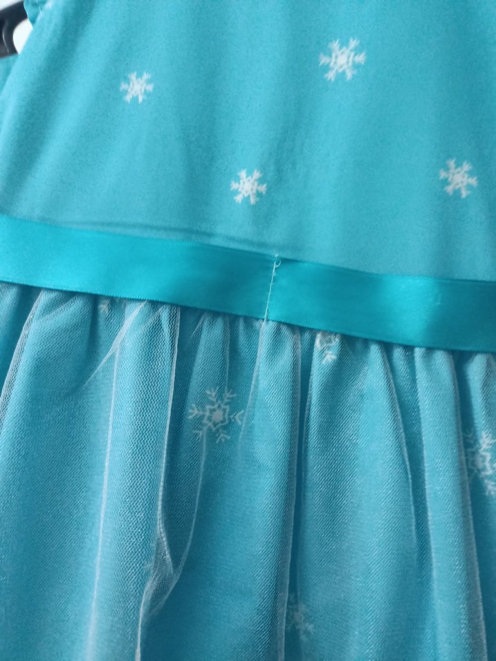 Kız Çocuk Baskılı Mavi Elbise - Görsel 4