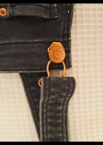 Kızlar İçin Siyah Denim Askılı Tulum - Görsel 3