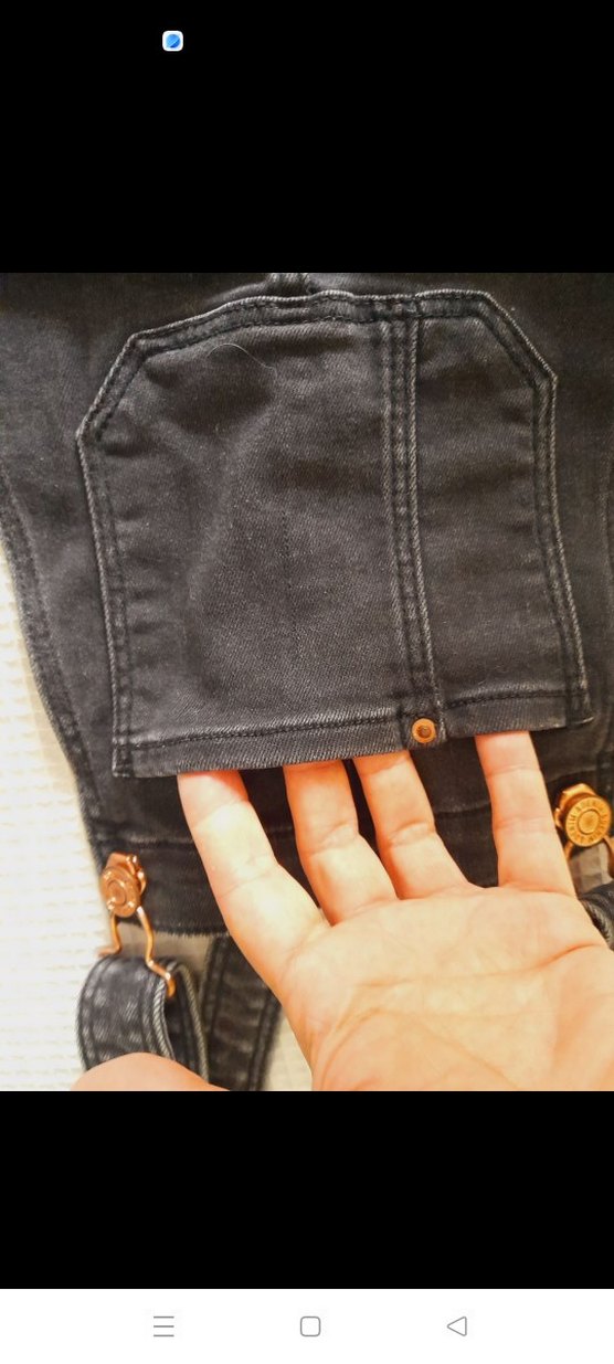 Kızlar İçin Siyah Denim Askılı Tulum - Görsel 2