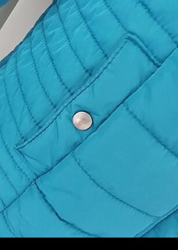 Düğmeli Koyu Mavi Kadın Kışlık Mont - Görsel 4