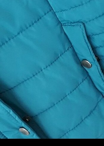 Düğmeli Koyu Mavi Kadın Kışlık Mont - Görsel 5