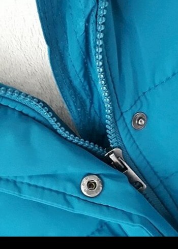 Düğmeli Koyu Mavi Kadın Kışlık Mont - Görsel 3