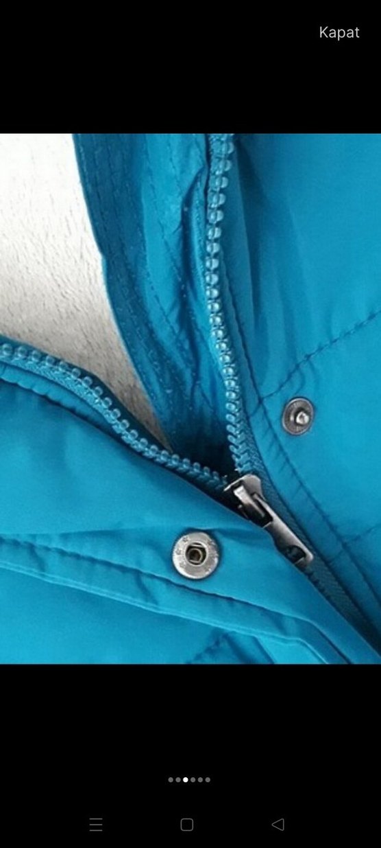 Düğmeli Koyu Mavi Kadın Kışlık Mont - Görsel 3