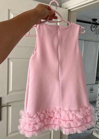 24-36 Ay Beden Kolsuz Pembe Kız Çocuk Elbisesi