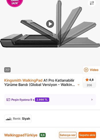 Beden Renk Tam katlanan koşu bandı