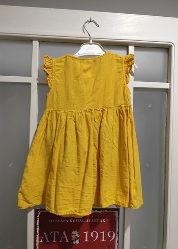 LC Waikiki Kız Çocuk Sarı Fırfırlı Kolsuz Keten Elbise
