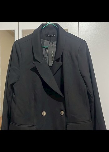 Trendyol & Milla Düğmeli Siyah Midi Kadın Blazer Ceket