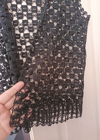 Zara Dantel Detaylı Siyah Kadın Örme Yelek