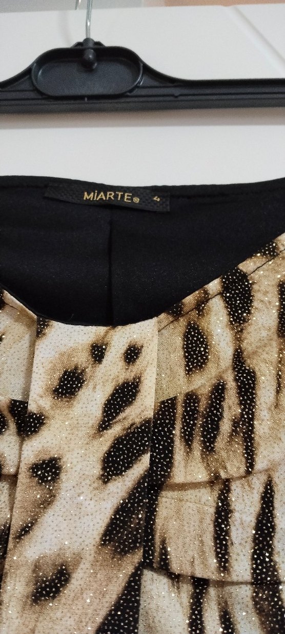 Kahverengi Zebra Desenli Kadın Kalem Elbise - Görsel 4