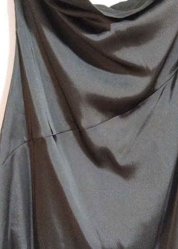 Siyah Drapeli Straplez Uzun Kadın Elbise - Görsel 2