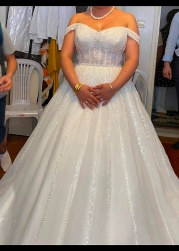 Beyaz Uzun Straplez A-Line Gelinlik - Görsel 8