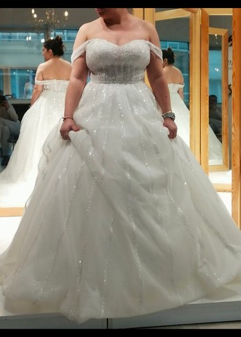 Beyaz Uzun Straplez A-Line Gelinlik - Görsel 6