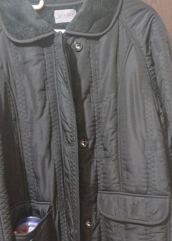 Düğmeli Siyah Midi Kadın kışlık kaban mont - Görsel 4