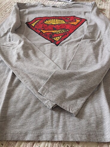 13-14 Yaş Beden gri Renk Süperman karakterli tişört