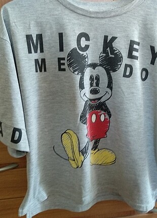 m Beden Gri kısa mickey mouse tshirt