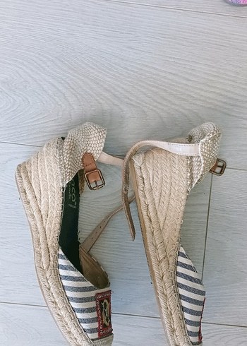 Mavi Nakışlı Kadın Dolgu Topuklu Espadril - Görsel 5