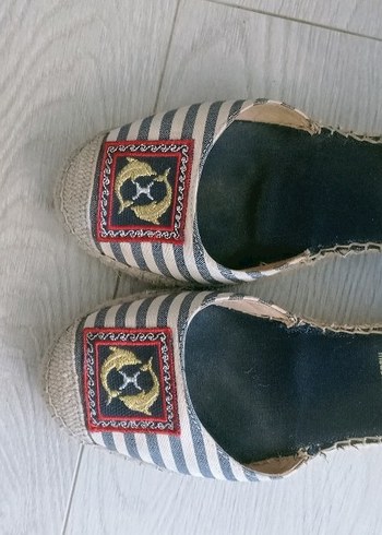 Mavi Nakışlı Kadın Dolgu Topuklu Espadril - Görsel 8