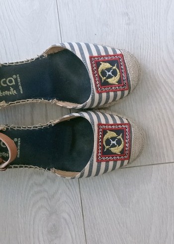 Mavi Nakışlı Kadın Dolgu Topuklu Espadril - Görsel 13