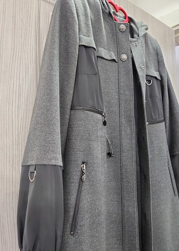 Gri Uzun Kadın Kaban ZÜHRE - Görsel 5