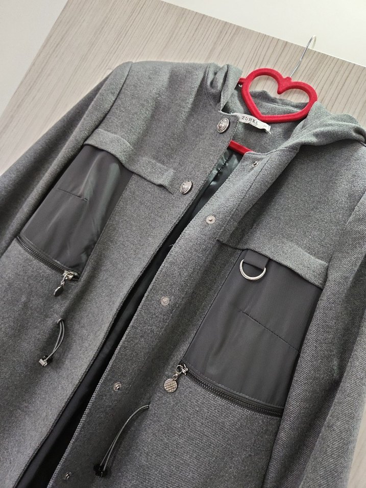 Gri Uzun Kadın Kaban ZÜHRE - Görsel 3