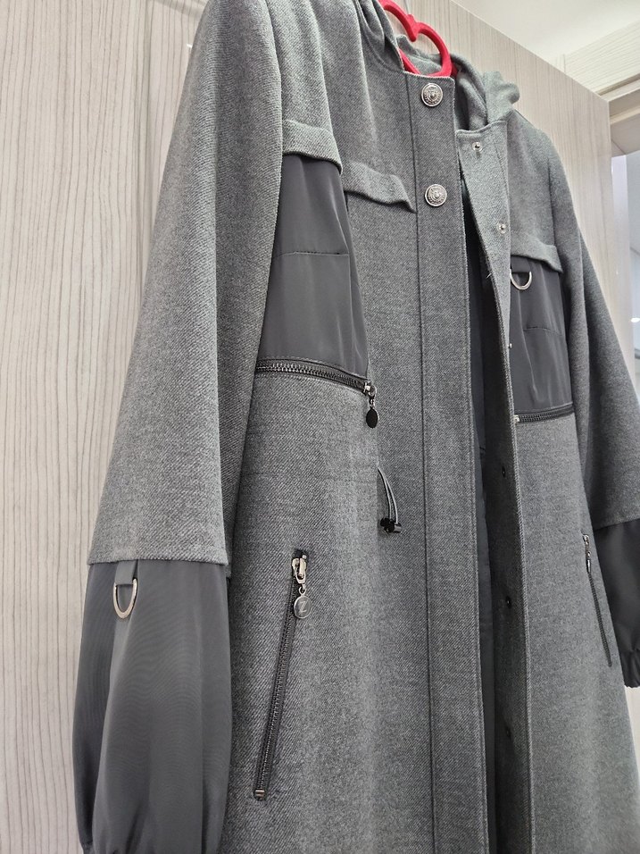 Gri Uzun Kadın Kaban ZÜHRE - Görsel 5