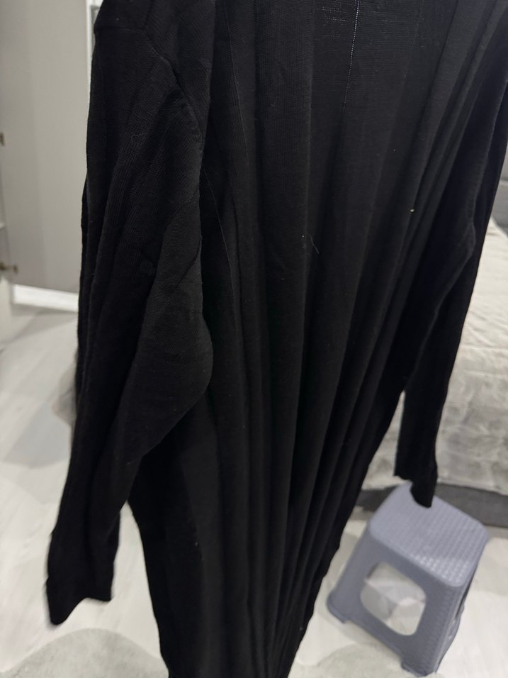 Siyah V Yaka Uzun Kollu triko elbise - Görsel 3