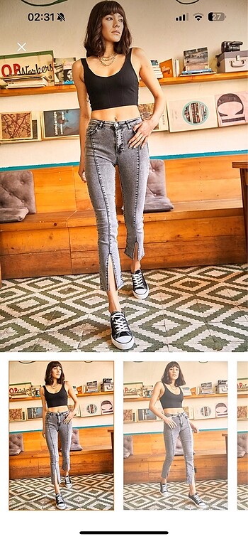 Yırtmaçlı jean