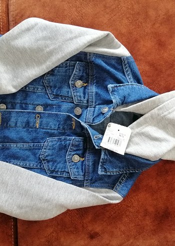 Kapüşonlu Gri Denim Erkek Çocuk Ceket