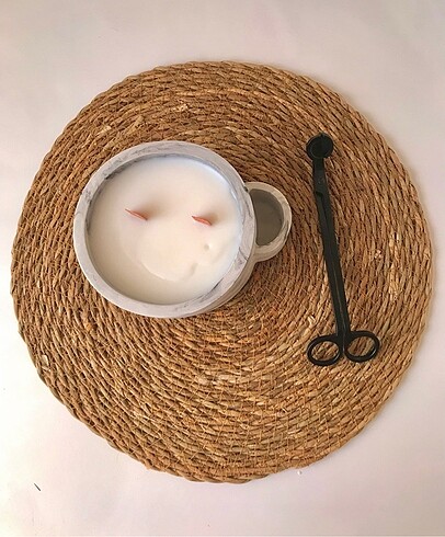 Mermer desenli kibrit bölmeli Soyawax ve inci tozu mum