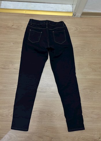 34 Beden Düğmeli Lacivert Kadın Denim Pantolon