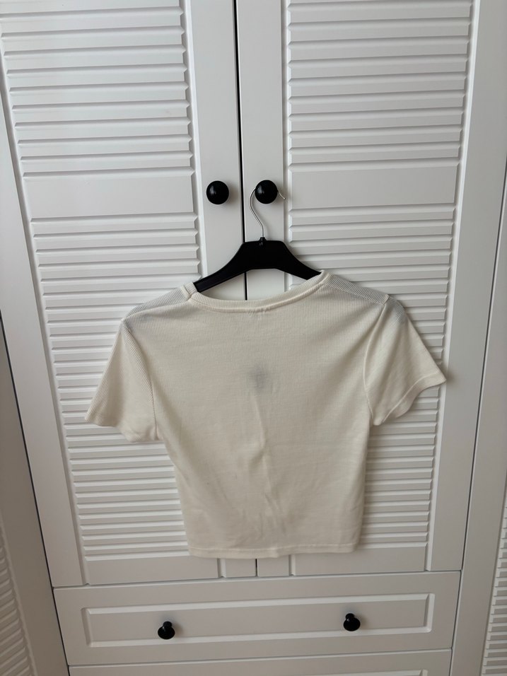 Beyaz  Pamuklu Tişört - Görsel 3