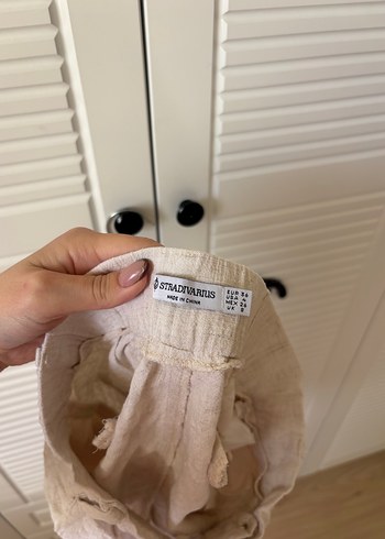 Bej Keten Mini Hamile Şort - Görsel 2