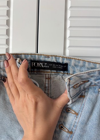 Düğmeli Mavi Midi Kot Şort - Görsel 2