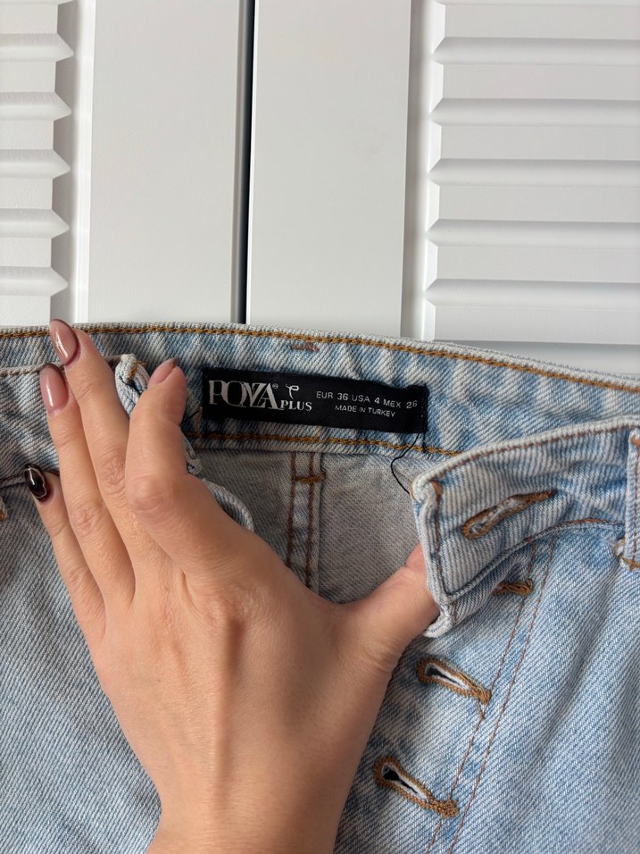 Düğmeli Mavi Midi Kot Şort - Görsel 2