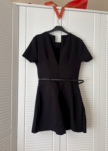 Kemerli Siyah Mini  Elbise - Görsel 3