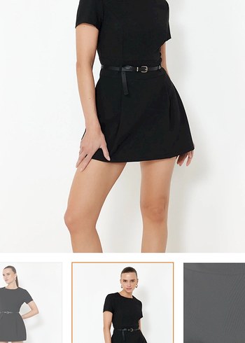 Kemerli Siyah Mini  Elbise - Görsel 4