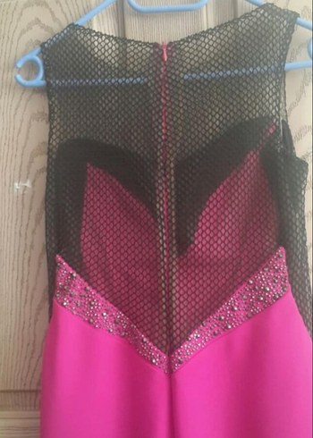 Parlak Pembe Uzun Abiye Elbise - Görsel 3