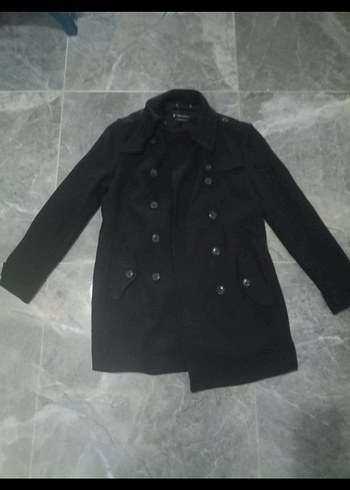 Düğmeli Siyah kadın Midi Kaban - Görsel 2