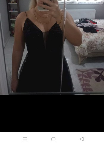 Siyah Uzun Transparan Gotik Abiye Elbise - Görsel 2