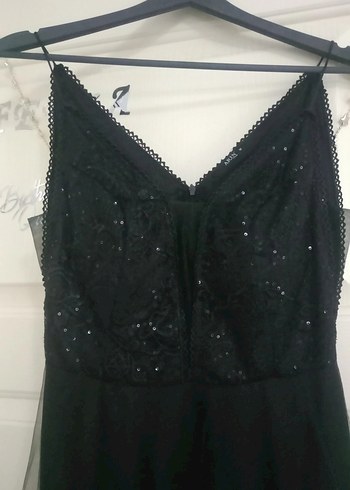 Siyah Uzun Transparan Gotik Abiye Elbise - Görsel 4