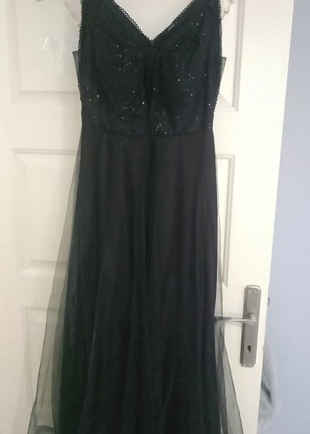 Siyah Uzun Transparan Gotik Abiye Elbise - Görsel 3