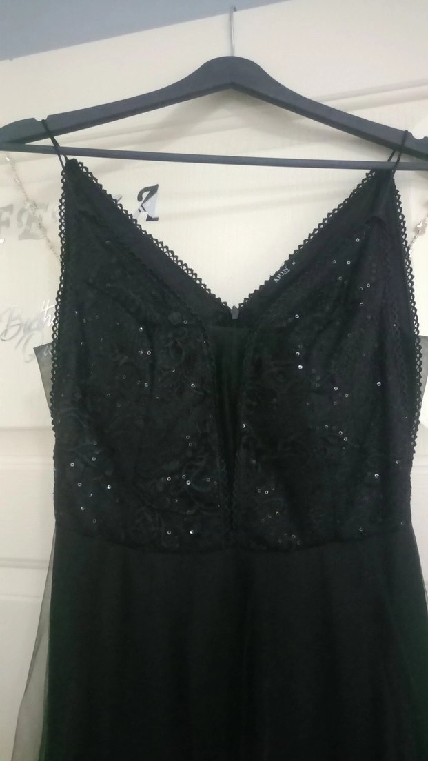 Siyah Uzun Transparan Gotik Abiye Elbise - Görsel 4