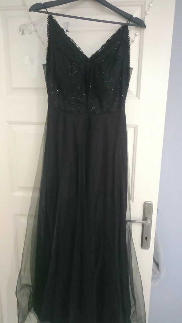 Siyah Uzun Transparan Gotik Abiye Elbise - Görsel 3