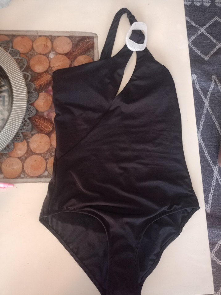 Tokalı Siyah Strappy Kadın Mayo - Görsel 2