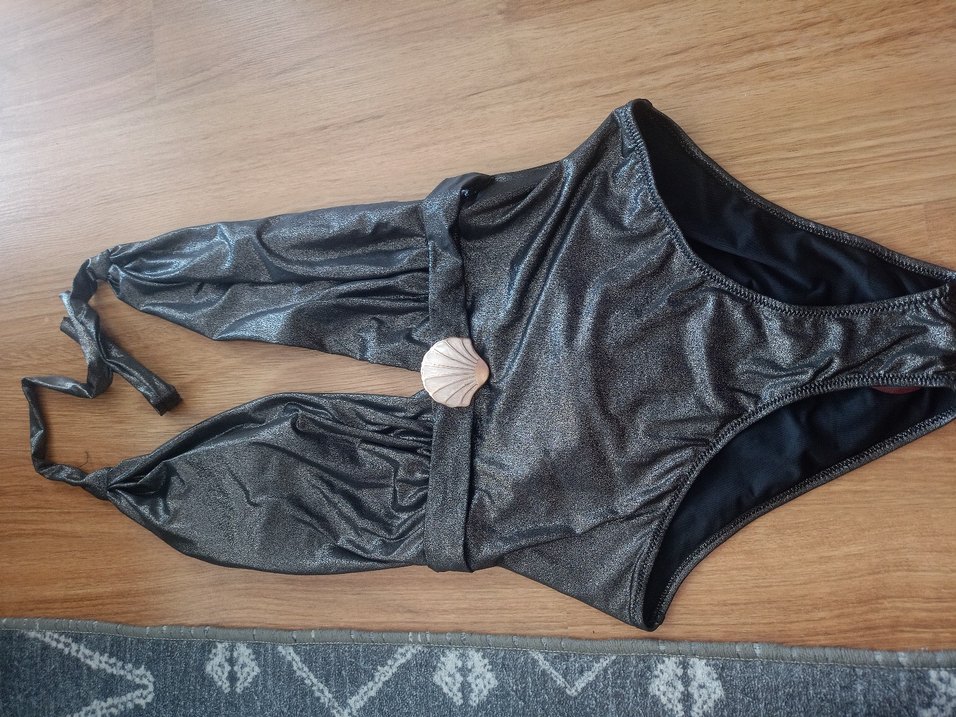 Gri Parlak Kemerli Uzun Kadın Mayo milla - Görsel 3